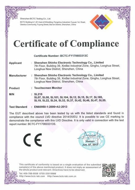 Китай Shenzhen Shinho Electronic Technology Co., Limited Сертификаты