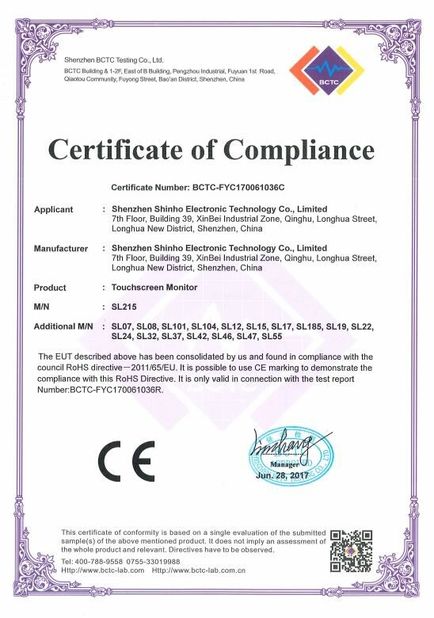 Китай Shenzhen Shinho Electronic Technology Co., Limited Сертификаты